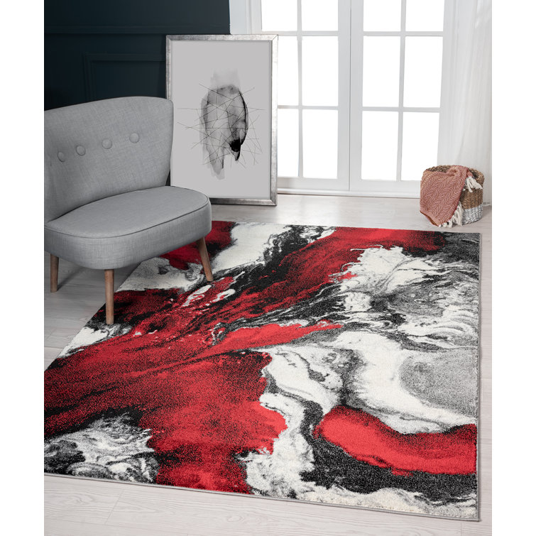 Ivy Bronx Ferguson Performance Red/Grey Rug & Reviews Wayfair Canada